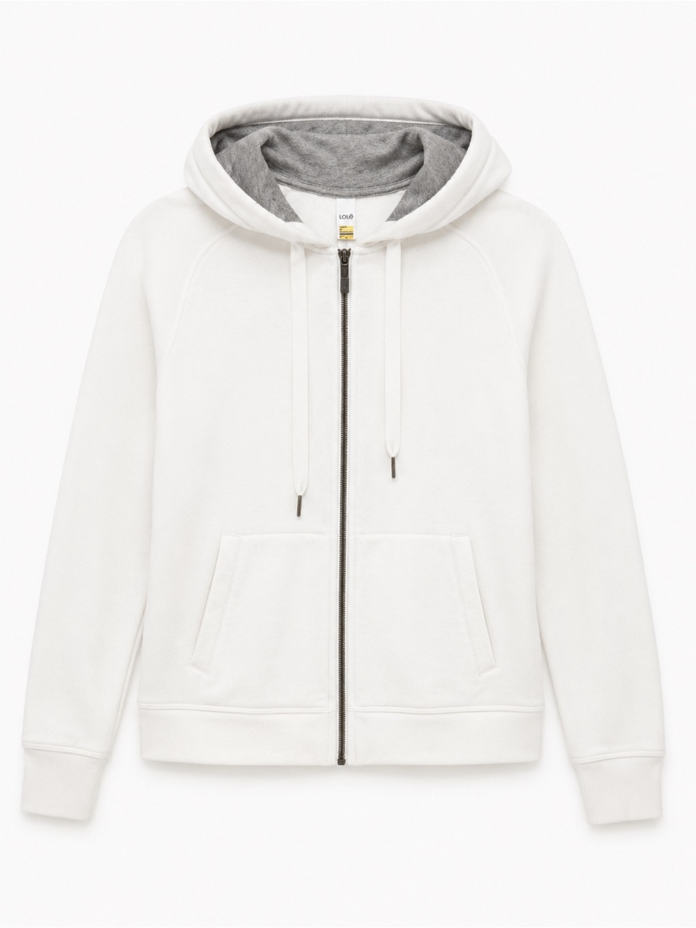 Lole White Full-Zip Hoodie Sweatshirt with Grey Hood Lining Size XS